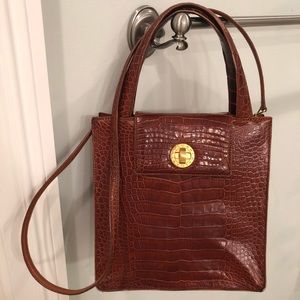 Bulgari Orange Crocodile Croc Gold Handbag Bag